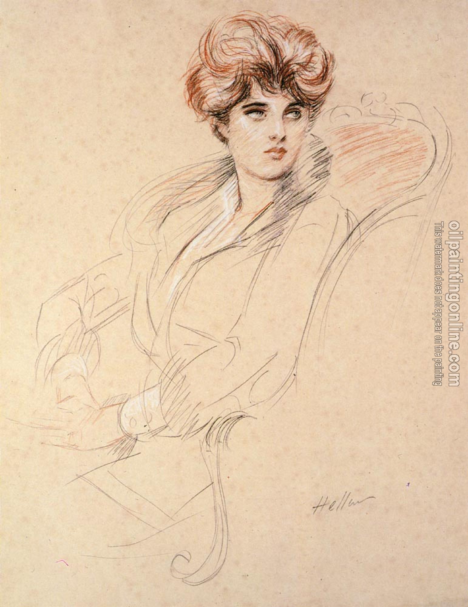 Paul Cesar Helleu - Portrait Of A Lady Seated